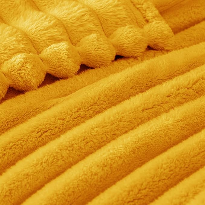 Exclusivo Mezcla Striped Twin Size Fleece Blanket for Bed, Couch, 60"x80" | Soft Breathable Cozy Bed Blankets, Lightweight Plush Fluffy Fuzzy Jacquard Decorative Blankets
