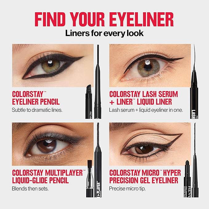 Revlon ColorStay Pencil Waterproof Eyeliner, Smudge-Proof, Eye Makeup with Built-In Sharpener, Stocking Stuffer for Women, 202 Black Brown, 0.01 oz