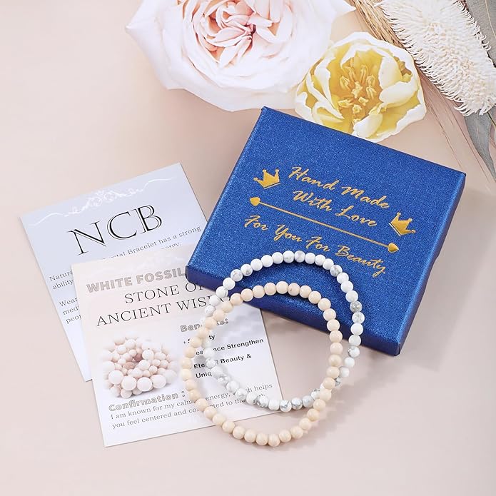 NCB 2.3-Piece 4mm Natural Crystal Gemstone Stretch Bracelets – Handmade Reiki Energy Healing Jewelry for Meditation,Yoga, Unisex