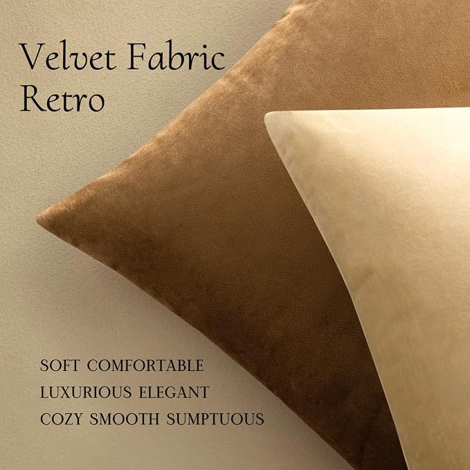 MIULEE Velvet Throw Pillow Covers 20x20 Inch Pack of 2 Beige | Soft Solid Decorative Pillow Covers, Modern Luxury Home Decor, for Couch Chair Sofa Bedroom Livingroom