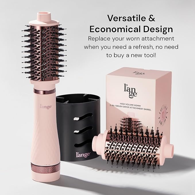 L'ANGE HAIR Multi-Volume Series Blow Dryer Brush | Interchangeable Hair Dryer Brush with Ionic Titanium Barrel for Smooth, Voluminous Styling | Black - Oval 75mm