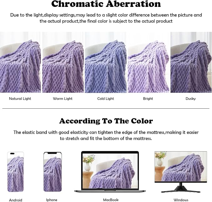 NEWCOSPLAY Fleece Clouds Cozy Twin Blanket for Couch, Lavender, 60"x80" | Premium Silky Flannel Blanket, Soft Lightweight Fluffy Throw Blanket for Bed Sofa Decor, Gift for All Season Use