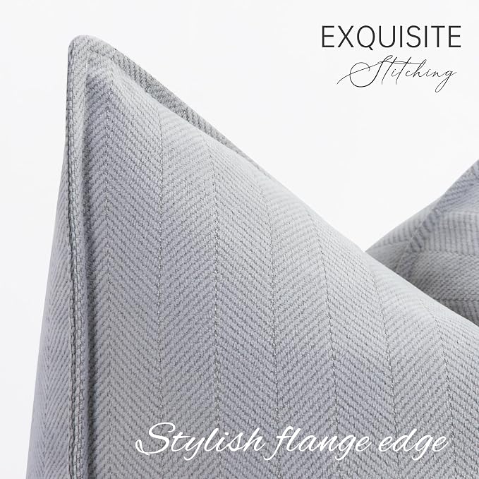 Light Gray Pillow Covers 16x16 Set of 2 Chenille Throw Pillow Covers with Elegant Design Soft and Luxurious Decorative Throw Pillows for Couch, Bed, and Home Decor
