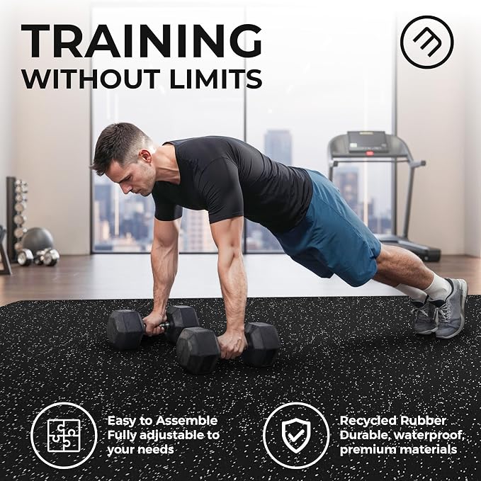 bemaxx Gym Mats Set - 54 pcs EVA Interlocking Foam Floor Tiles (12.6"x12.6"x0.4") 54sqft Protective Gym Flooring Sports Home Workout Exercise Mats Puzzle Garage Fitness Play-Room Pool Treadmill Bike