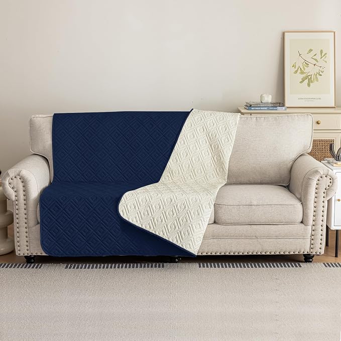 2026 Waterproof Bed Sofa Blanket (52"x82") Comfy Couch Sofa Mat for Dog Pets with Anti-Slip Back, Universal Incontinence Lightweight Liner Pad for Furniture Car Picnic etc Durable Washable, Navy Blue