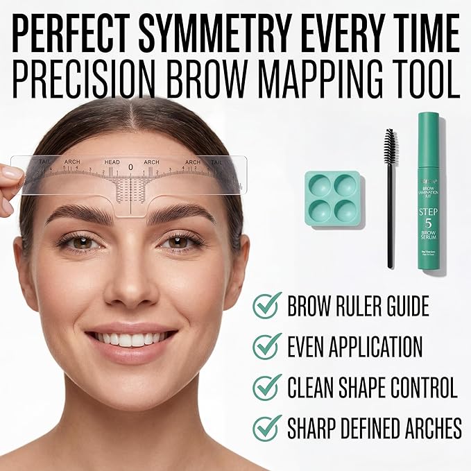 Brow Lamination Kit – 5 Applications DIY At Home, Professional Eyebrow Lamination Kit with 5 Step System, Eyebrow Lift Kit, Long Lasting Brow Perm Kit, Brow Shaping & Mapping Set for Women