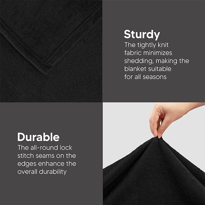 Utopia Bedding Soft Fleece Bed Blanket Throw XL Size Black (50x70 Inch) | Microfiber Plush Warm Lightweight Breathable Cozy Blanket Anti-Static, All Season Use, Gift for Women and Men