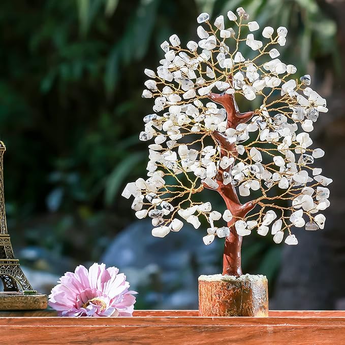 Rainbow Moonstone Crystal Tree Gemstone Tree of Life Chakra Bonsai Tree for Room, Office & Bedroom Decor Spiritual Gift Meditation Birthday Gift for Women Mom her Sister Housewarming Gifts Home
