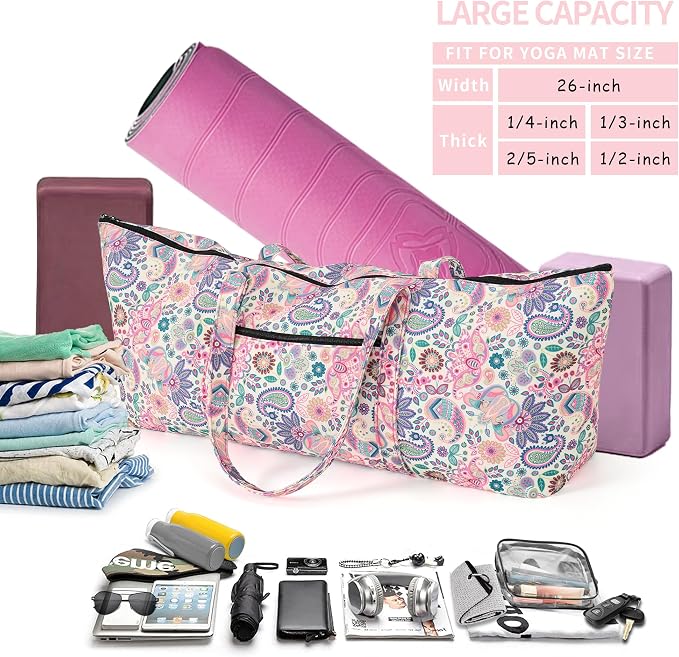 Boulder Bee | Yoga Mat Bag | Large Yoga Mat Carrier with Wet Pocket | Yoga Gifts | Gym Tote Bag for Women