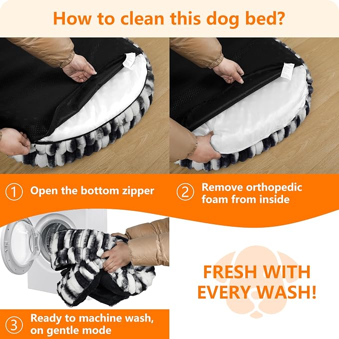Dwanton Orthopedic Waterproof Medium Dog Bed Sofa, Gel Memory Foam, 36" | Egg-Crate Foam Dog Sofa, Washable Pet Bed with Four Sided Bolster Cushion, Removable Cover & Non-Slip Bottom, Tie-dye Grey