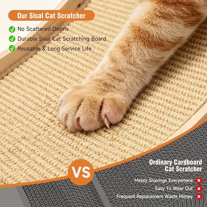 Large Sisal Cat Scratcher Bed, Sisal Cat Scratcher for Indoor Cats | Adjustable Cat Scratcher, dense sisal surface, built-in ball toy, draw cats to scratch, guard home furniture well