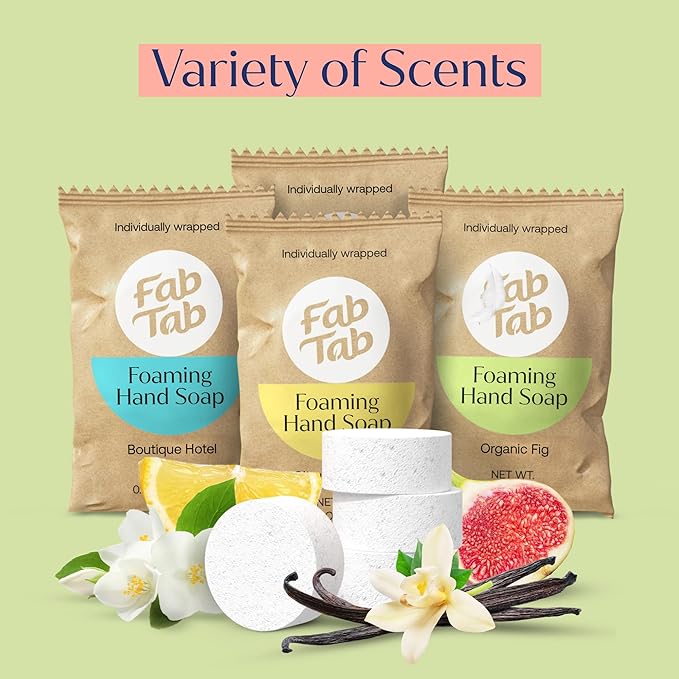 Fab Tab Foaming Hand Soap Kit - Natural Hand Soap - Bathroom Hand Wash - Plant-Based - No Harsh Chemicals - Variety scents - 4 Pack. Makes 4 x 11.9 fl oz (Bottle Not Included)