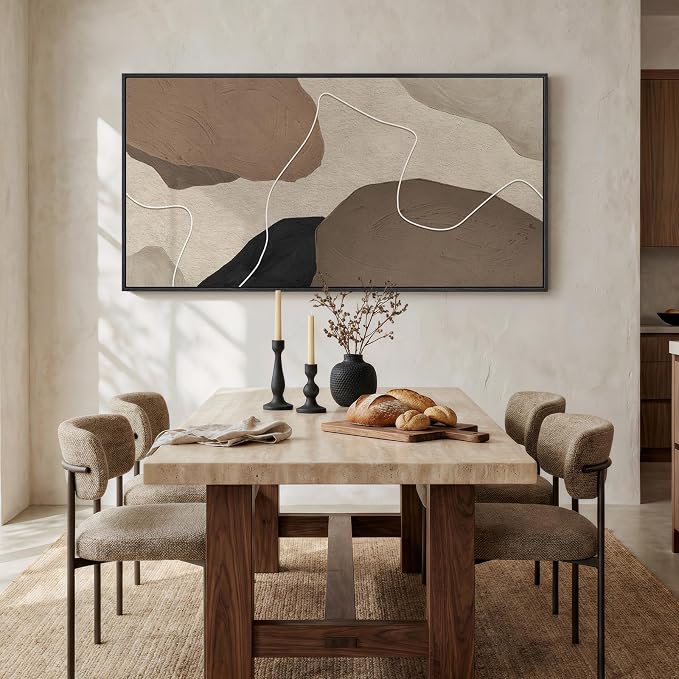 Extra Large Neutral Brown Beige Abstract Wall Art for Living Room, 30x60 In | Brown beige pictures, Horizontal canvas prints, Rope accent, Modern minimalist artwork, Wall decor for bedroom dining room