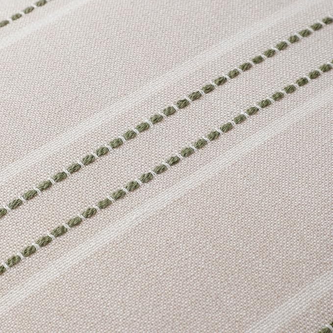 Hckot Stripe Throw Pillow Covers 26x26 Large Square Green Pillow Cover | Farmhouse Decorative Pillows Textured Linen Euro Sham Cushion Covers for Sofa Couch Bed Living Room Decor