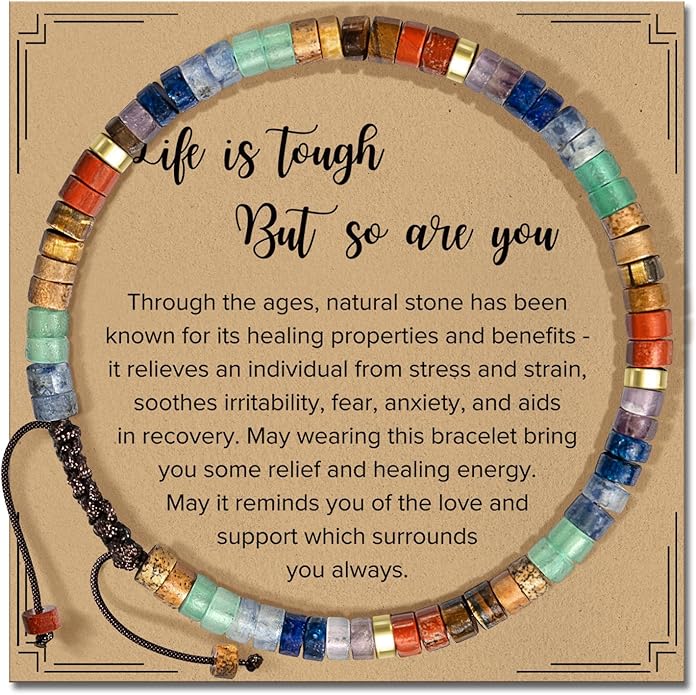 Inspirational Gifts Bracelets for Women: Valentines Mothers Day Birthday Gifts for Women Friends Sister Mom - Healing Natural Stone Beads Bracelets Thinking of you Get Well Soon Gift for Women