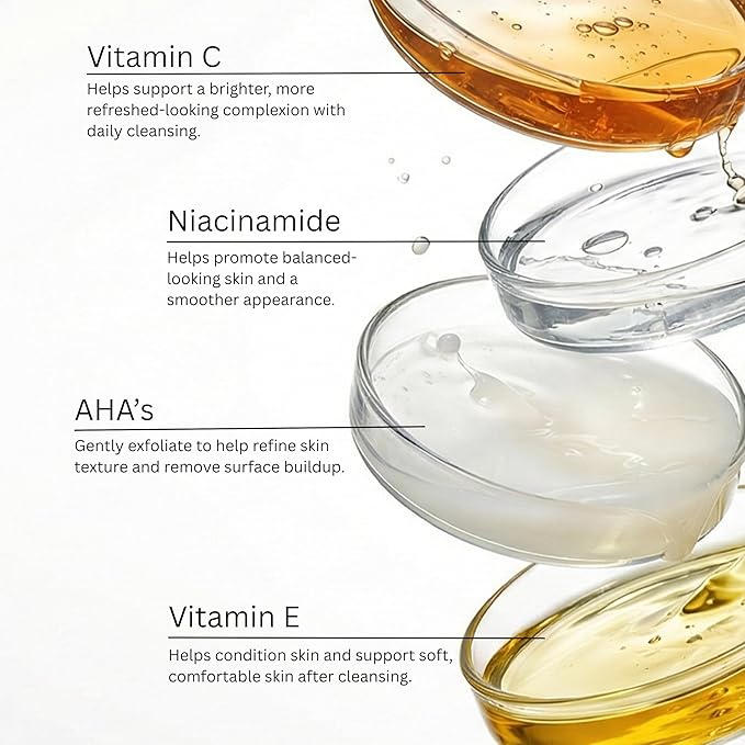 Global Beauty Care Vitamin C Glow Skincare Set - Complete Face Care Routine, Facial Cleanser, Serum, Eye Cream & Face Cream, with Niacinimade, AHA's & Vitamin E For Radiant Smooth Skin, 4-Piece Set