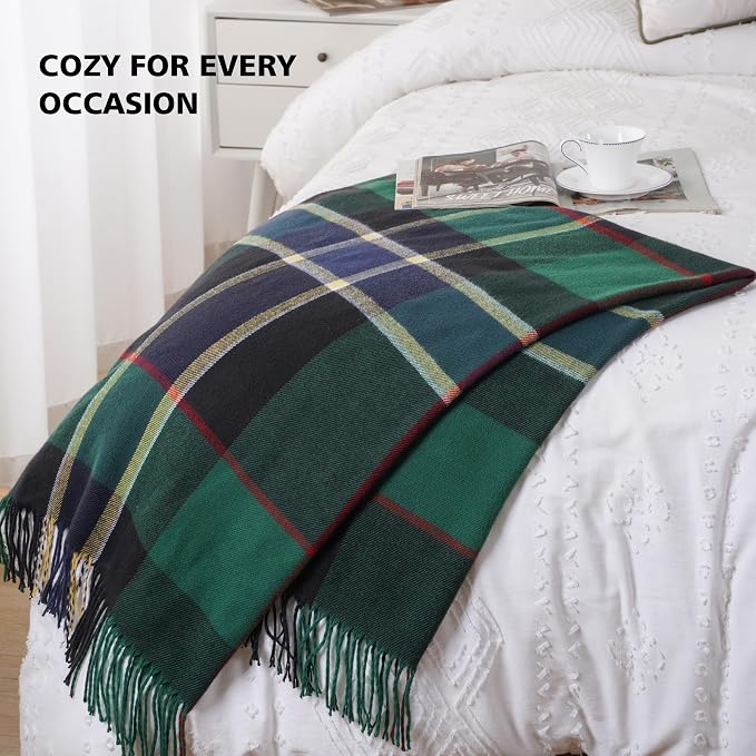 Forest Green Plaid Throw Blanket for Couch, Buffalo Checkered Blanket | 50"x60", Christmas Green Plaid Blanket, Lightweight Farmhouse Outdoor Throw Blankets for Bed, Sofa