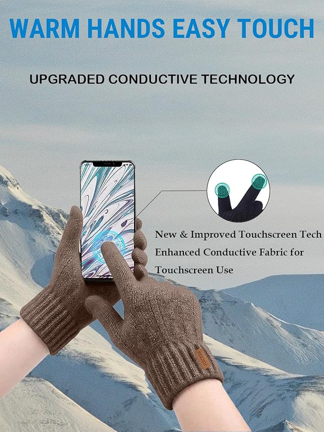 JIZCTBN Winter Thermal Gloves for Men Women - Upgraded Touch Screen Warm Fleece Lining Gloves for Running, Cold Weather