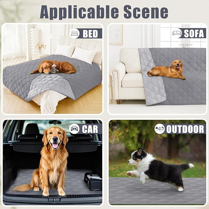 Smiry Waterproof Dog Bed Cover, Reversible Pet Blanket for Sofa Couch | Soft Washable Dog Blanket, Leakproof Couch Cover for Dogs Cats & Furniture Protection, 30x95, Grey/Light Grey