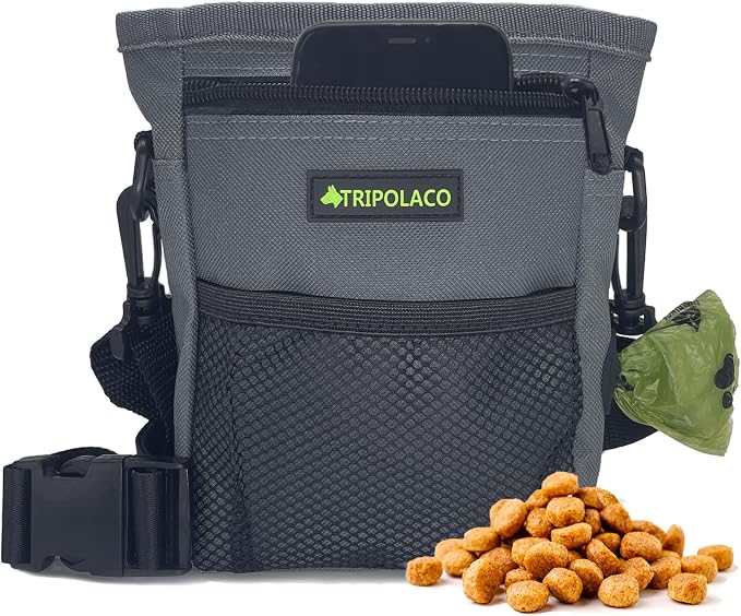 Magnetic Dog Training Treat Pouch, Built-In Poop Bag Dispenser