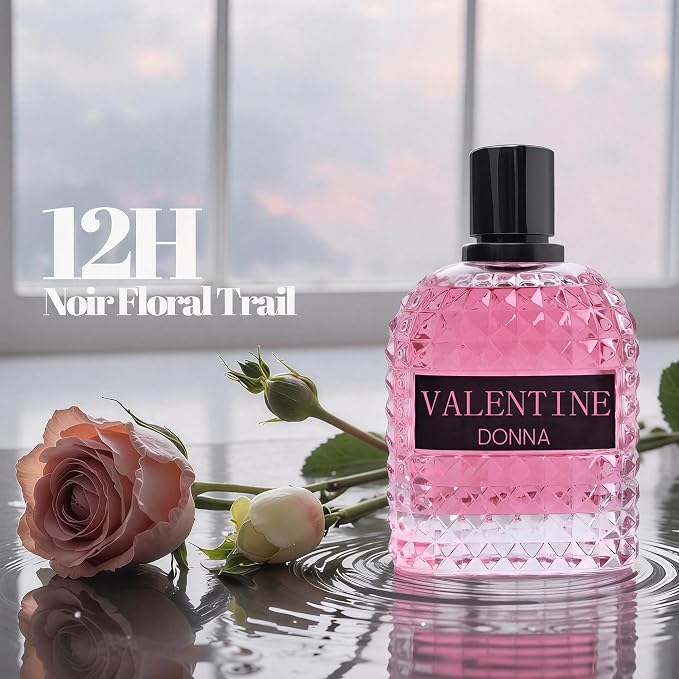 A CENTER Valentine Donna Women's Perfume, Noteds with Amber Floral Jasmine, Bourbon Vanilla & Woods Oriental Fragrance Gift for Women, Eau De Parfum Spray with Elegant 100ml Bottle