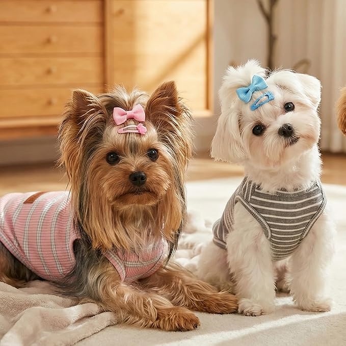 2Pack Dog Shirt Cotton Striped T-Shirts Stretchy Comfortable Pet Vest for Puppy and Cat Super Soft Dog Shirts Vest Sleeveless Breathable Basic Clothes for Small Medium Large Boy Girl Dogs
