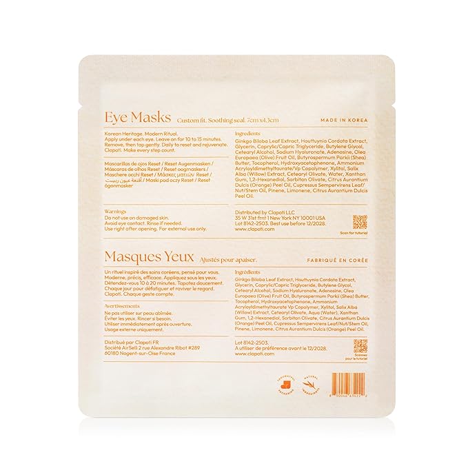 Korean Cooling Eye Patches – 10-Minute Depuff & Dark Circle Refresh – Semi-Gel Bamboo Fiber Under Eye Masks with Peptides & Ginkgo – Hydrating Eye Treatment – 1 Pair – Yuka Excellent