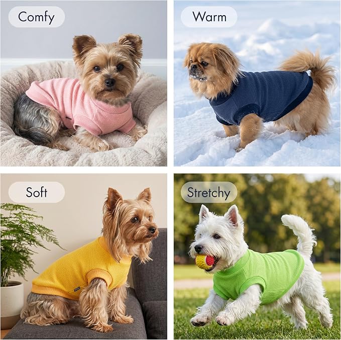 1 Pack Dog Shirt for Small Supplies Functional Waffle Dog Clothes Warm Soft Sweatshirt Outfit for Dogs Cats Pet Apparel