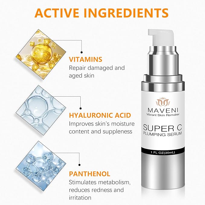 Super Vitamin C Serum for Women over 70 With Hyaluronic Acid, Reduce Wrinkle, Hydrates, Firms, Lifts, Anti Aging Serum for Dark Spots, Wrinkles, DullSkin, 1 fl.oz.
