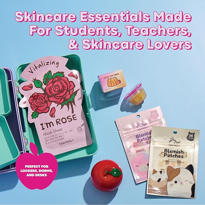 TONYMOLY Fall Refresh K-Beauty Skincare Set – Hydrating Sheet Mask, Jelly Lip, Hand Cream & Blemish Patches + Mini Tote for Everyday Self Care, Hydrated & Glowing Skin