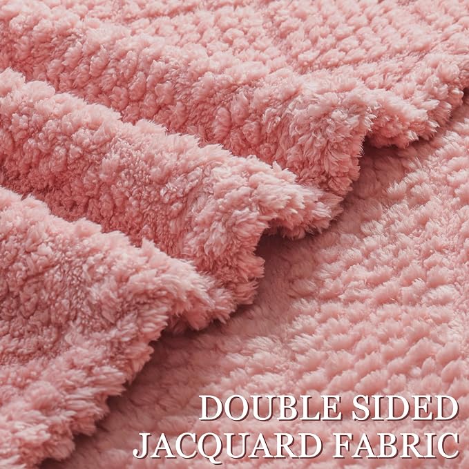 Whale Flotilla Soft Fleece King Size Blanket for Bed, Pink | Jacquard Waffle Blankets for Home Decor, Lightweight and Cozy, All Season Suitable, 90x104 Inch
