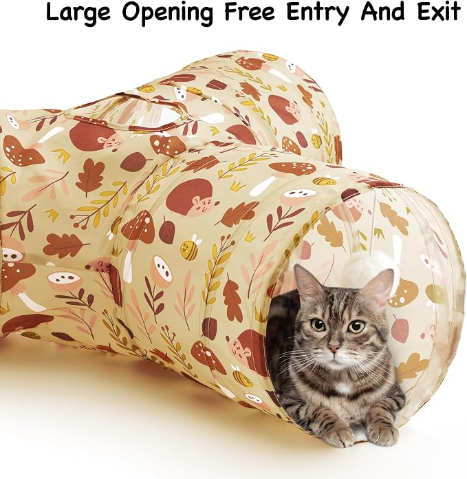 Tempcore Cat Tunnel, 3-Way Collapsible Toy for Indoor Cats, Hedgehog