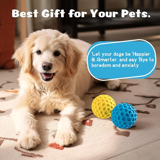 HIPPIH Indestructible Squeaky Dog Toys, Interactive Dog Balls 2 Pack