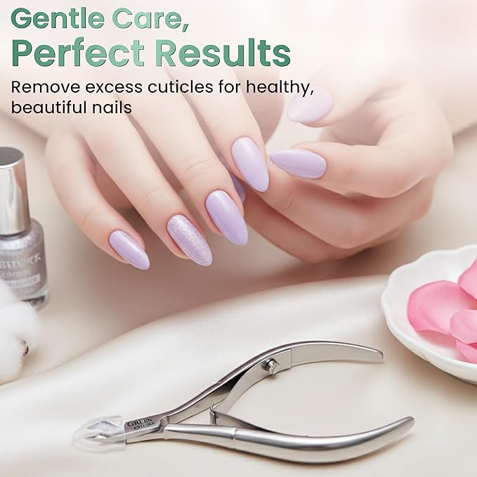Professional Premium Cuticle Trimmer Stainless Steel Cuticle Nippers with Sharp 1/4 Jaw Blades Cuticle Clippers Double Spring Manicure Pedicure Nail Cuticle Remover Tool (Premium Silver)