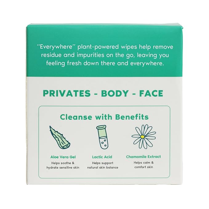 Her Fantasy Box | Everywhere Wipes – 100% Organic Cotton, Gentle & Refreshing, pH-Balanced, Fragrance-Free, Plant-Powered for Body, Face & Intimate Areas, Ideal for Sensitive Skin - 1 Pack, 15 Wipes