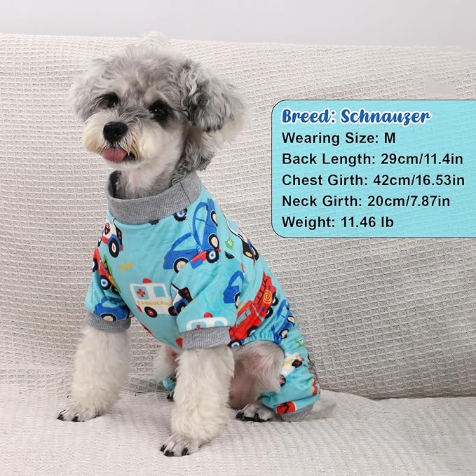 4 Pack Dog Pajamas Soft Lightweight Dog Recovery Suit Onesie Clothes for Small Medium Large Female Pet Boys Girls Dogs Cats M (Back: 9",Chest: 13.7", 5-8lbs)