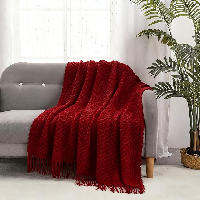 CREVENT Farmhouse Boho Knitted Throw Blanket for Couch Sofa Chair Bed Home Decoration, Soft Warm Cozy Light Weight for Spring Summer Fall (50''X60'' Christmas Set)