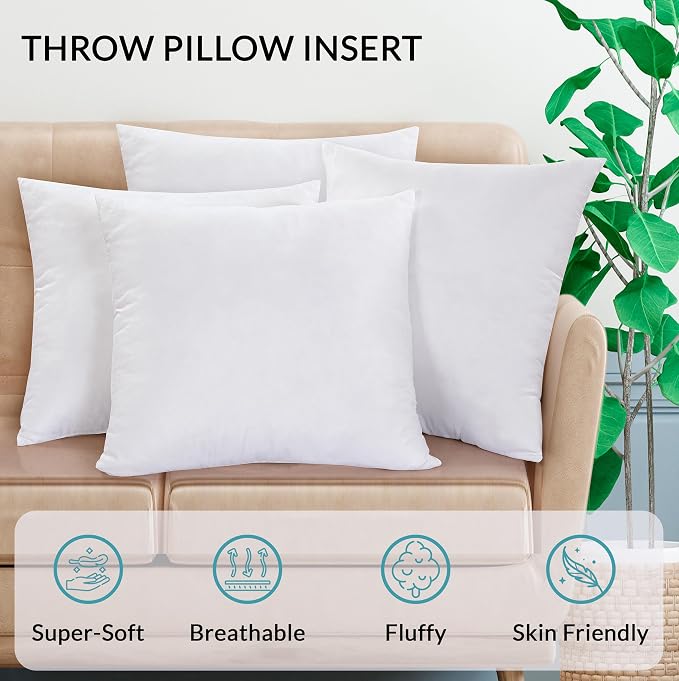 ROYALE LINENS 12 x 24 Pillow Insert - Down Alternative Throw Pillows Insert - Rectangle Pillow Pack of 2 White - Bed & Couch Pillows - Inner Cushion for Bed, Cushion for Living Room - Shams Stuffer