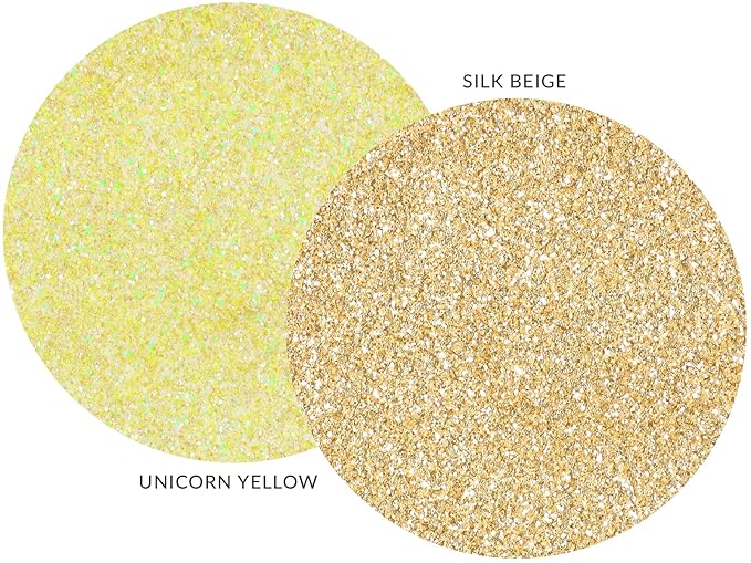 MARBLERS Twinkle Face & Body Glitter Duo [Unicorn Yellow & Silk Beige] 0.36oz (10g) | Non-Toxic | Cruelty-Free | Eyeshadow, Nail Polish, Nail Art | Festival, Rave & Party Makeup | Nail Art | Gel Nail