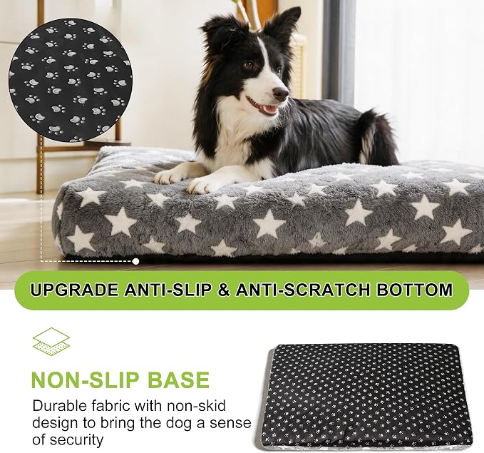 Orthopedic Dog Bed for Large Dogs, Washable Dog Mat with Removable Zippered Cover, Non-Slip Bottom, Comfort Crate Bed (Grey, M(30"*20"*3.1"))