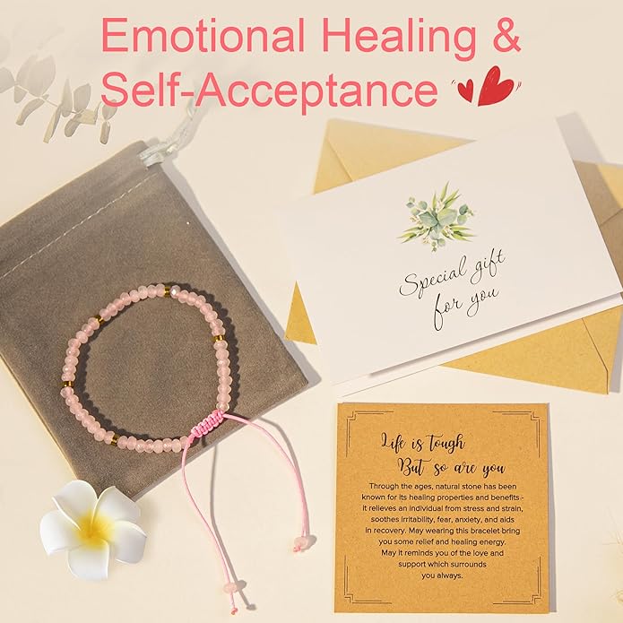 Inspirational Gifts Bracelets for Women: Valentines Mothers Day Birthday Gifts for Women Friends Sister Mom - Healing Natural Stone Beads Bracelets Thinking of you Get Well Soon Gift for Women