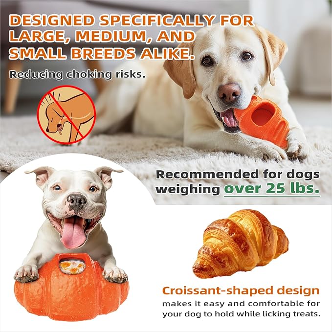 Croissant Dog Chew Toy for Aggressive Chewers, Freezable Treat Dispenser, Food-Grade Nylon Coffee Wood Fiber, Anxiety Relief & Dental Care for Medium Large Dogs