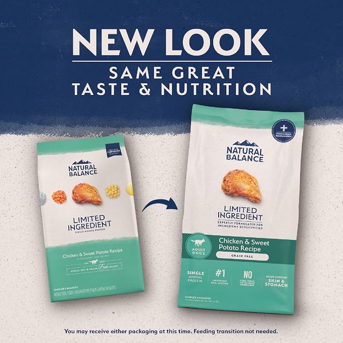 Natural Balance Limited Ingredient Adult Dry Dog Food - Balanced Nutrition for Adult Dogs - Grain-Free, Soy-Free Recipe - Limited Ingredient Formula - 4 lb - Chicken & Sweet Potato Recipe