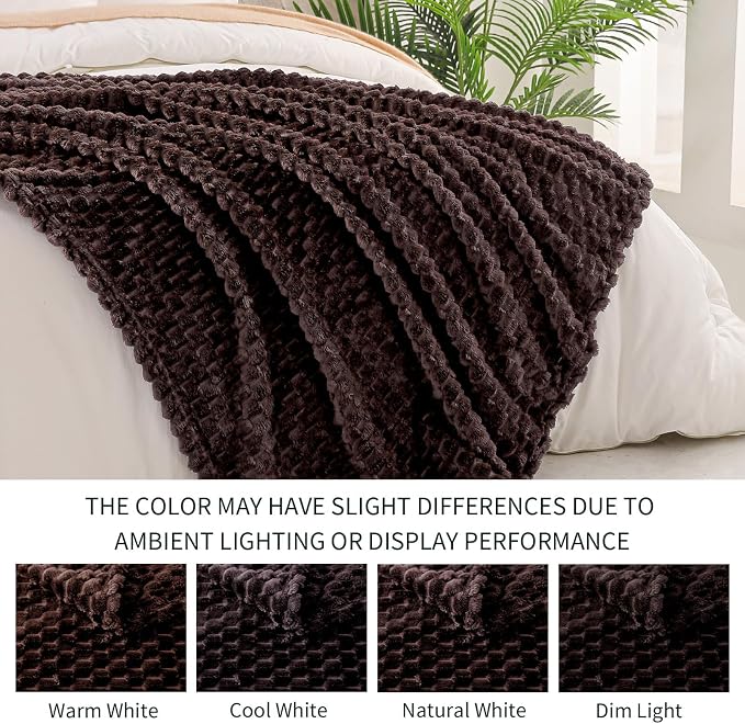 Exclusivo Mezcla 3D Fleece King Size Blanket for Bed, Coffee | Extra Soft Fuzzy Plush Lightweight Bed Blankets, Cozy Fluffy Decorative Blankets for All Seasons, 90x104 Inches