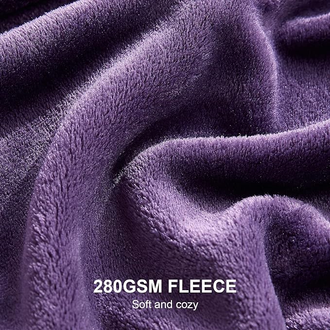 Hansleep Throw XL Purple Fleece Blanket, Soft Flannel Bed Blanket | Fuzzy Cozy Blanket 50x70 Inches, Multi-use for Bed, Sofa, Couch, Travel, Camping, All Season Warm Lightweight Cover