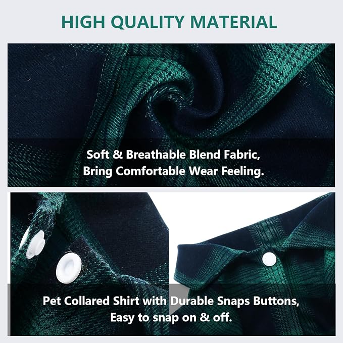 Koneseve Dog Shirt Pet Plaid Clothes T-Shirt Sweater Matching Breathable for Large Dog Adorable Casual Cozy Halloween Thanksgiving Christmas Costumes (Green; 6XL)