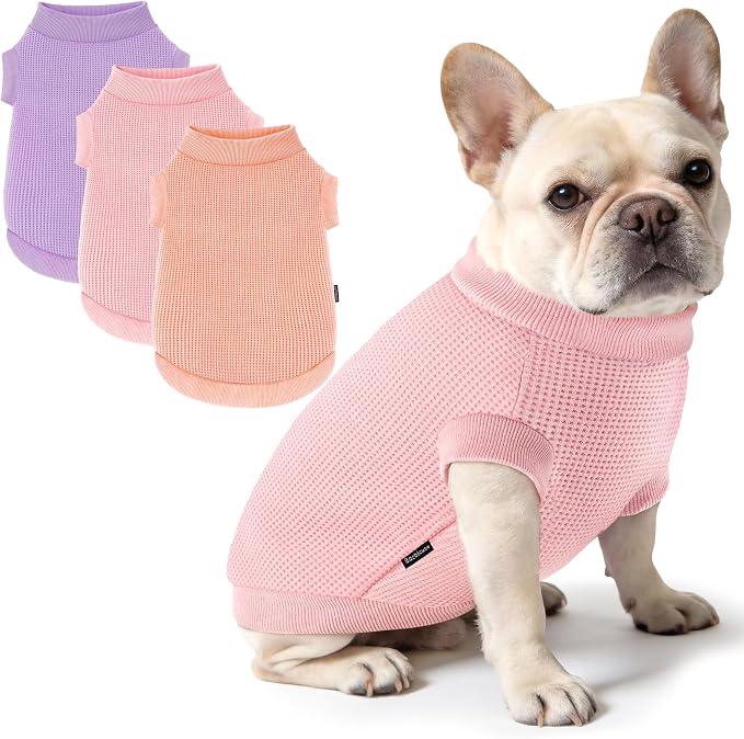 3 Pack Dog Shirt for Small Supplies Functional Waffle Dog Clothes Warm Soft Sweatshirt Outfit for Dogs Cats Pet Apparel