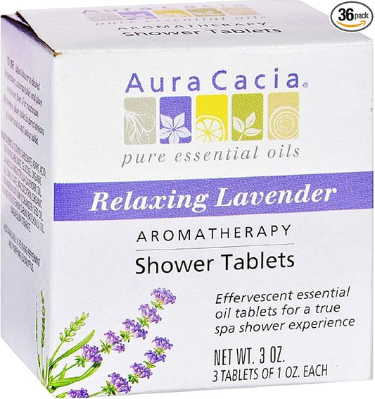 Aura Cacia Aromatherapy Shower Tablets, Relaxing Lavender 3 ea (Pack of 12)