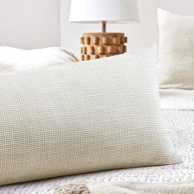OTOSTAR Linen Throw Pillow Cover Set of 1 Decorative Long Lumbar Pillowcase Rectangle Cushion Cover 14x36 Inch for Home Decor Sofa Bedroom Car 35 x 90CM Beige