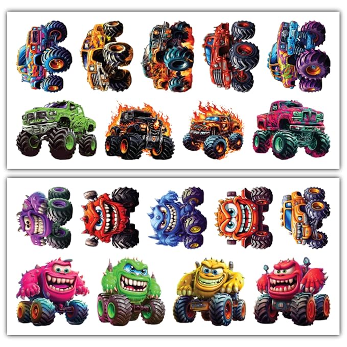 Temporary Tattoos Cars - set 74 Styles Tattoos (Monster Truck)